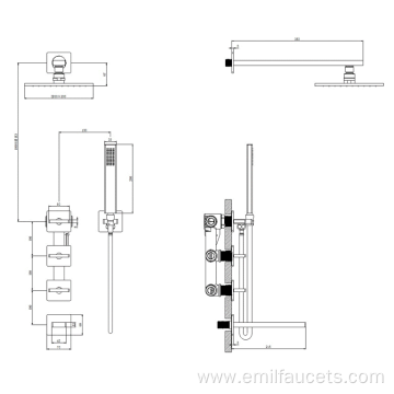 Bath square brass portable shower heads faucets units